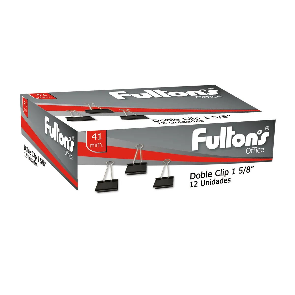 Clip Doble 41mm Metálico 12un Fultons