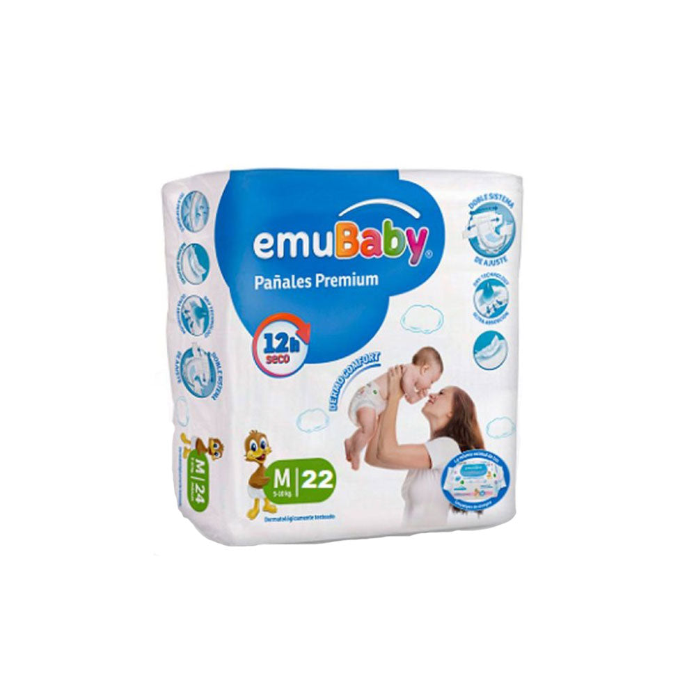 Pañal Emubaby Premium Talla M - 22un