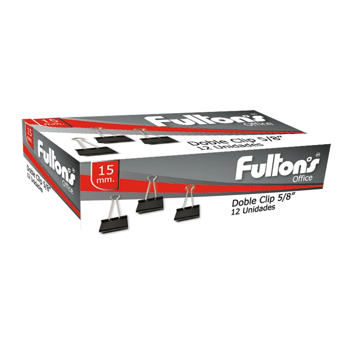 Clip Doble 15mm Metálico 12un Fultons