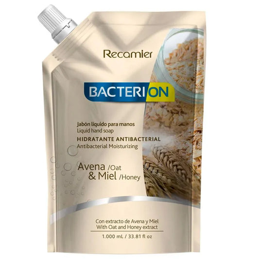 Jabón Líquido Antibacterial Avena y Miel, Bacterion - 1000 ml