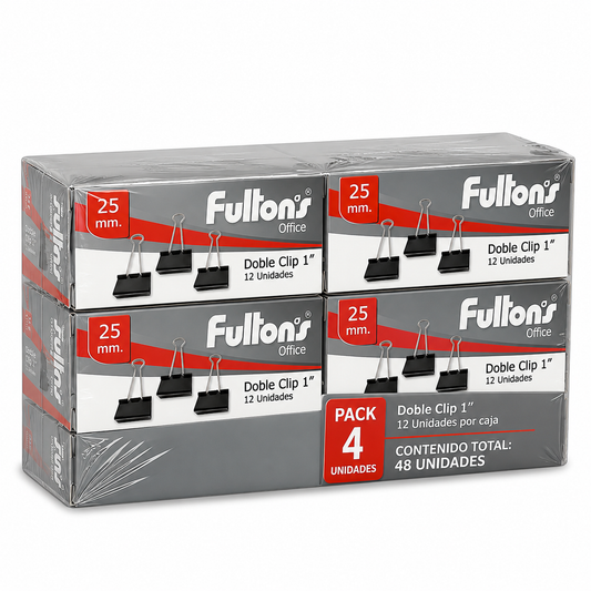 Clip Doble 25mm Metálico Pack 4x12un Fultons