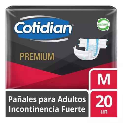 Pañal Adulto Cotidian, Premium - Incontinencia Fuerte, Talla M - 1x20