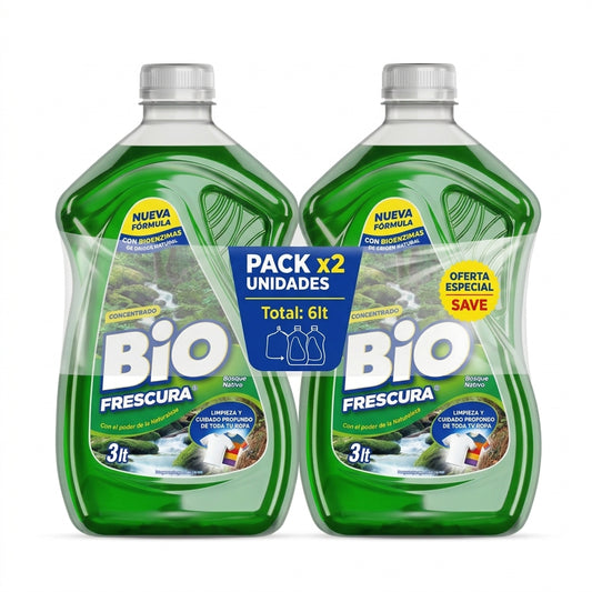 Pack x2 Detergente Liquido Verde Bio Frescura Bosque Nativo 3L