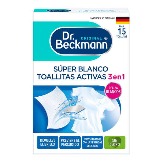 Super Blanco Toallitas Activas, Dr Beckmann - 15 toallitas
