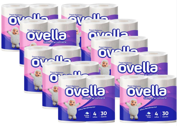 Papel Higiénico Ovella Doble Hoja 30mts - 40 rollos