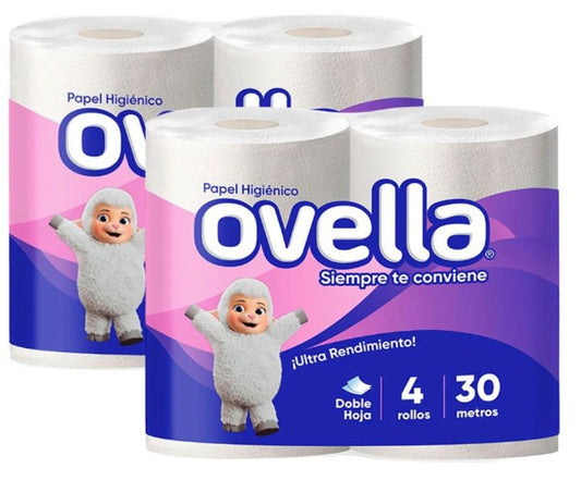 Papel Higiénico Ovella Doble Hoja 30mts - 8 rollos