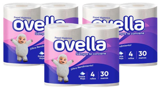 Papel Higiénico Ovella Doble Hoja 30mts - 12 rollos