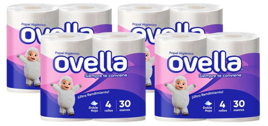 Papel Higiénico Ovella Doble Hoja 30mts - 16 rollos